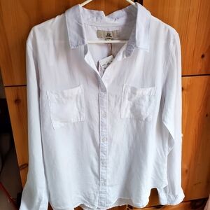NWT Thread & Supply White Tencel Button Up Blouse Size XL